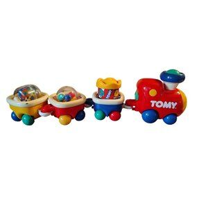 Vintage Tomy Plastic Trains, Children's Toddler Toy, Bright Colors 4 Piece